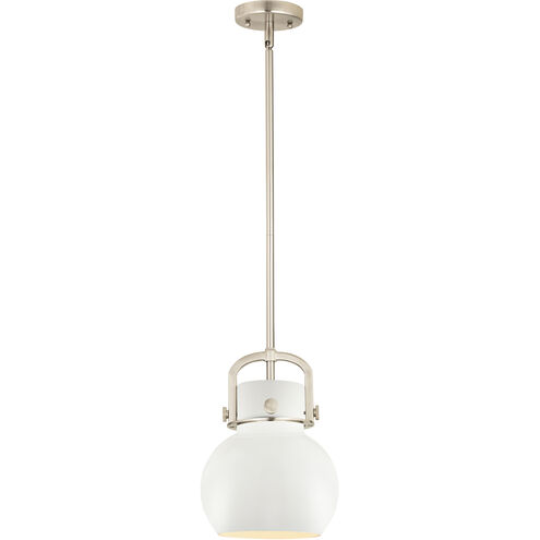 Newton Sphere 1 Light 8 inch Satin Nickel Stem Hung Pendant Ceiling Light