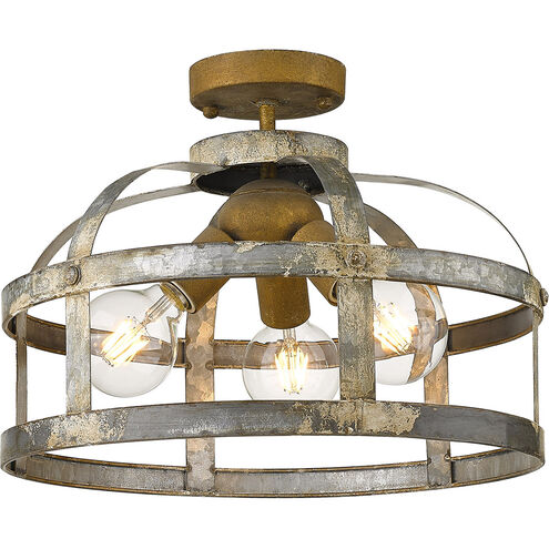 Bavaria 3 Light 16 inch Colonial Steel Semi-flush Ceiling Light