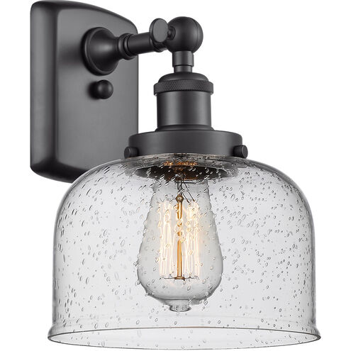 Ballston Large Bell 1 Light 8 inch Matte Black Sconce Wall Light in Seedy Glass, Ballston