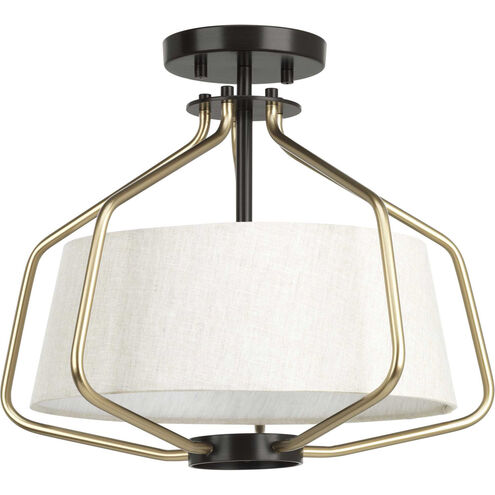 Hangar 2 Light 16 inch Antique Bronze Semi-Flush Mount Convertible Ceiling Light, Design Series