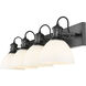 Hines 4 Light 34.5 inch Matte Black Bath Vanity Light Wall Light in Opal Glass