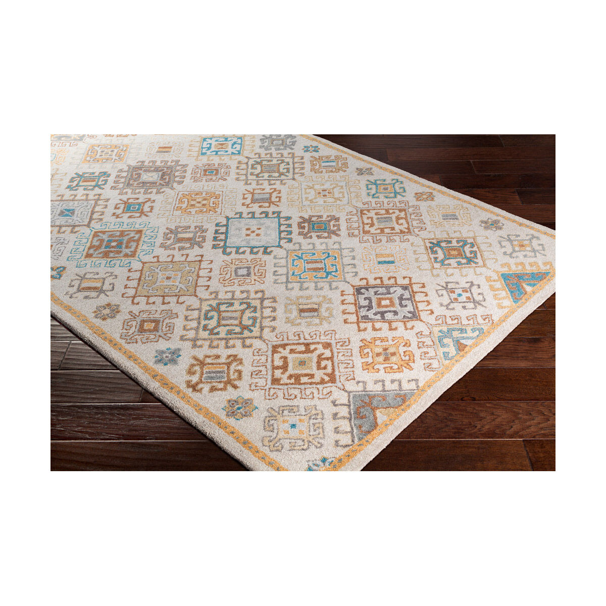 Tabriz 36 X 24 inch Teal/Khaki/Dark Brown/Wheat/Taupe/Medium Gray Rugs, Rectangle