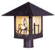Timber Ridge 1 Light 12 inch Mission Brown Post Mount in Amber Mica