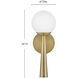 Izzy LED 6 inch Lacquered Brass Sconce Wall Light