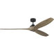 Collins 70 inch Midnight Black with Natural Honey Blades Smart Ceiling Fan