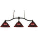 Chance 3 Light 50 inch Bronze Billiard Ceiling Light in Burgundy Acrylic
