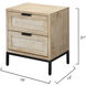 Reed 21 X 19 inch Brown Side Table, 2 Drawer