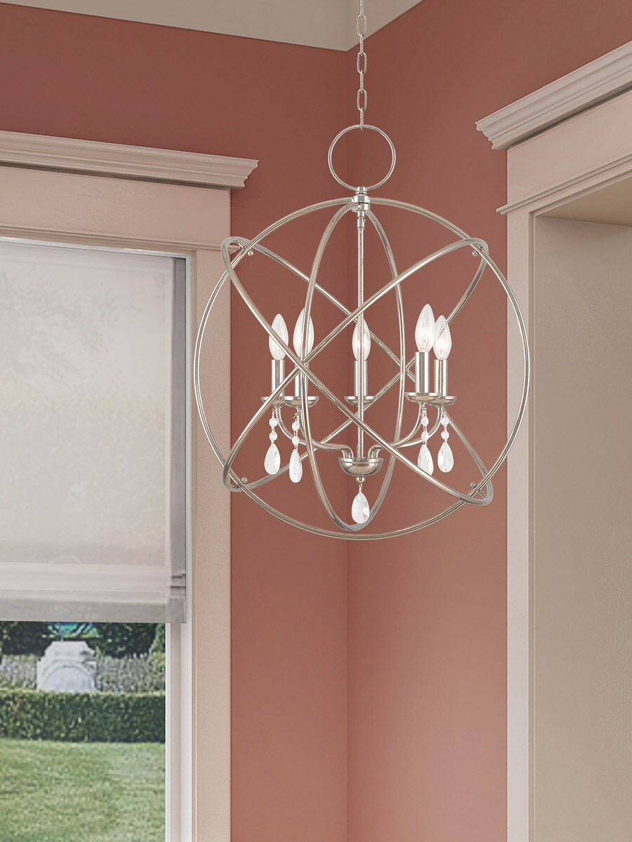 Aria 5 Light 22 inch Polished Nickel Chandelier Ceiling Light