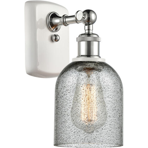 Ballston Caledonia 1 Light 5 inch White and Polished Chrome Sconce Wall Light in Charcoal Glass, Ballston