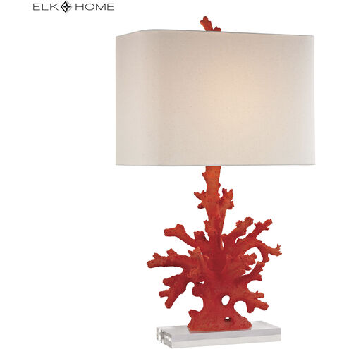 Red Coral 28 inch 150.00 watt Red with Clear Table Lamp Portable Light in Incandescent, 3-Way