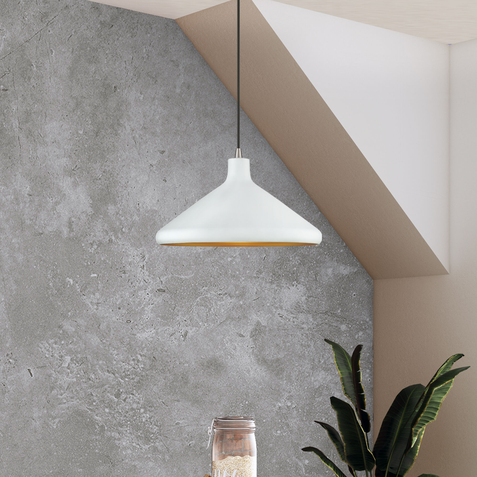 Geneva 1 Light 15.25 inch White with Brushed Nickel Accents Pendant Ceiling Light