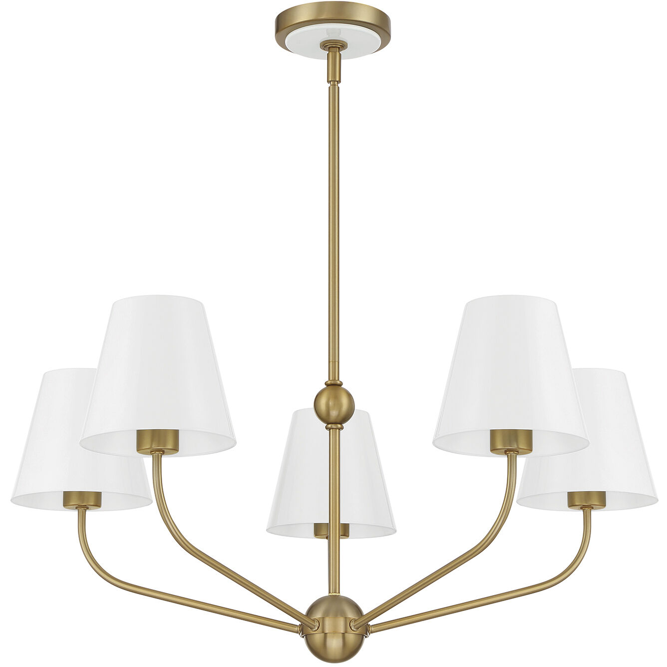 Xavier 5 Light 28 inch Vibrant Gold Chandelier Ceiling Light in Vibrant Gold and White
