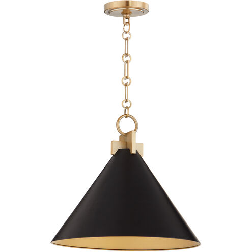 Jackson 1 Light 16 inch Matte Black and Aged Brass Pendant Ceiling Light