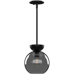 Arcadia 1 Light 7.88 inch Black Pendant Ceiling Light in Smoked Glass