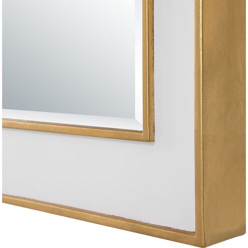 Crisanta 37.5 X 25 inch Gloss White and Antiqued Gold Leaf Mirror