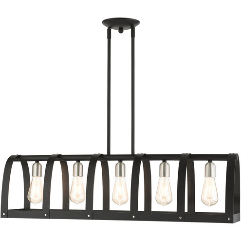 Stoneridge 5 Light 36 inch Textured Black Linear Chandelier Ceiling Light