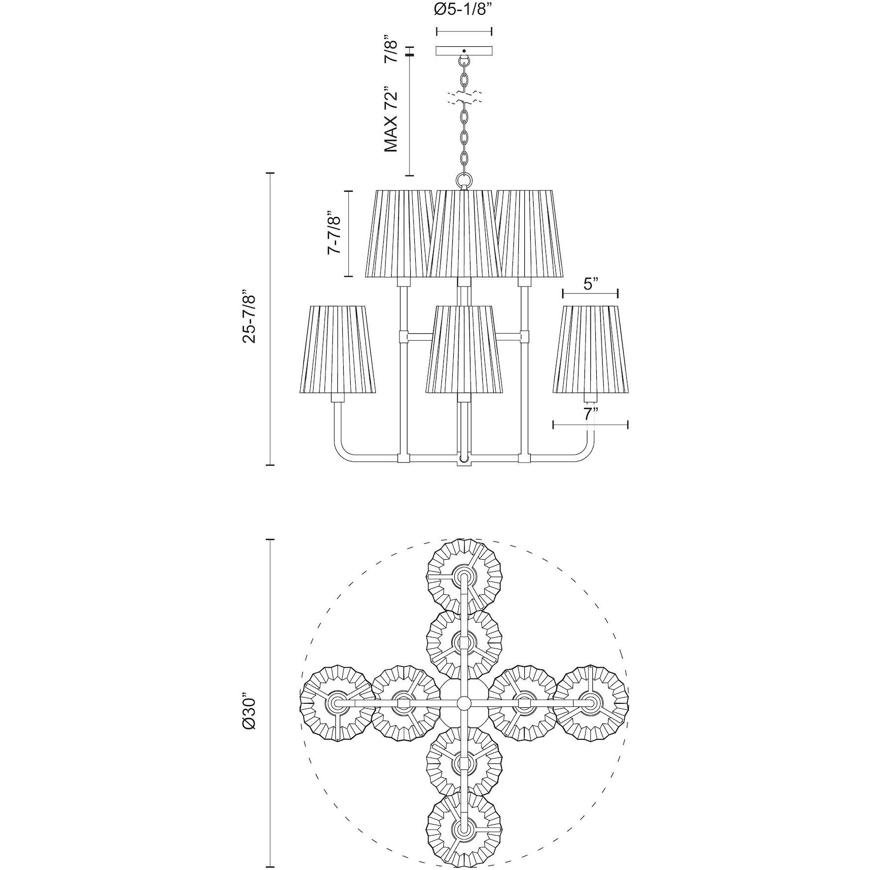 Alora Mood Plisse 8 Light 30 inch Matte Black Chandelier Ceiling Light