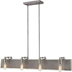 Corrugated Steel 8 Light 43 inch Weathered Zinc with Polished Nickel Chandelier Ceiling Light