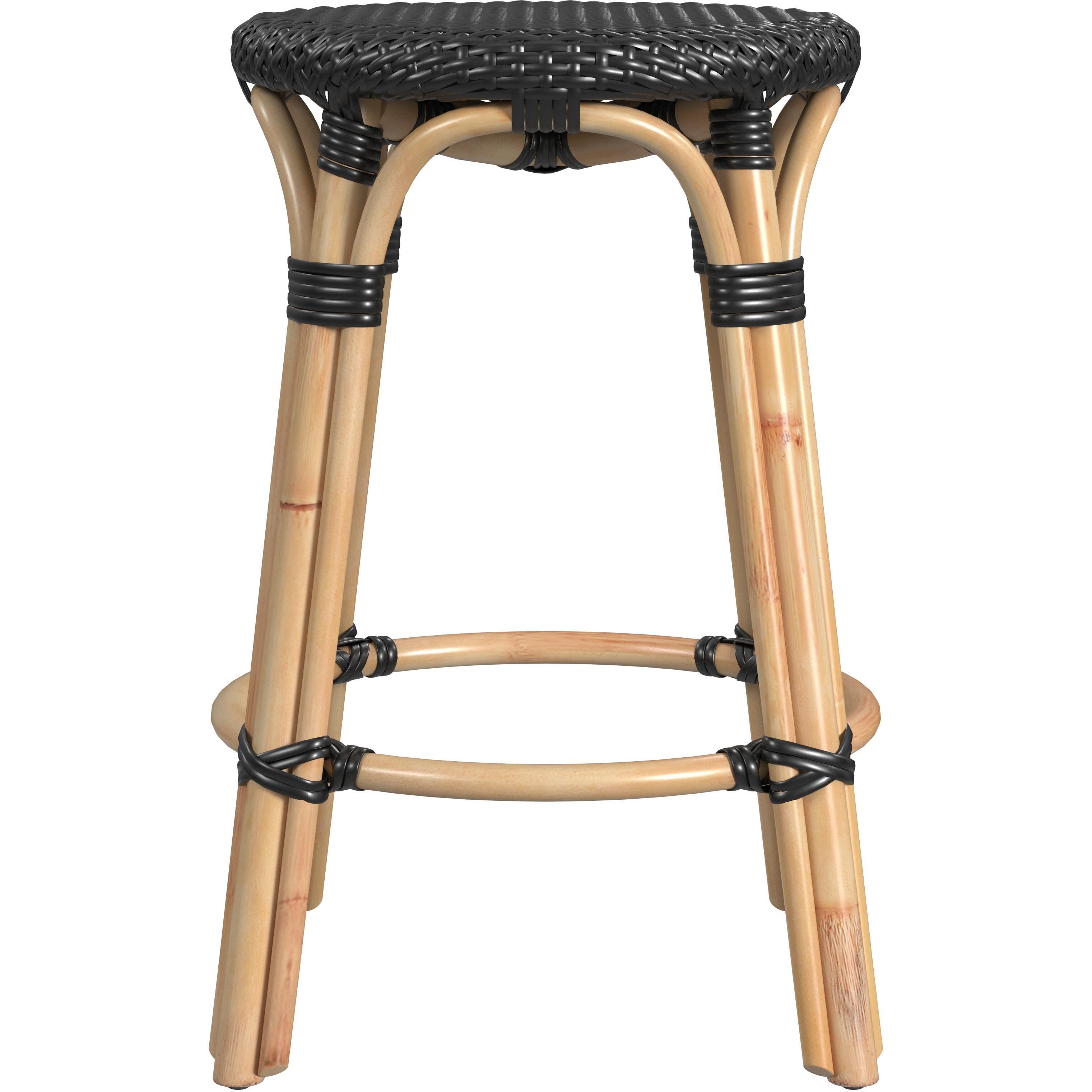 Tobias Rattan Round 24" Counter Stool in Black