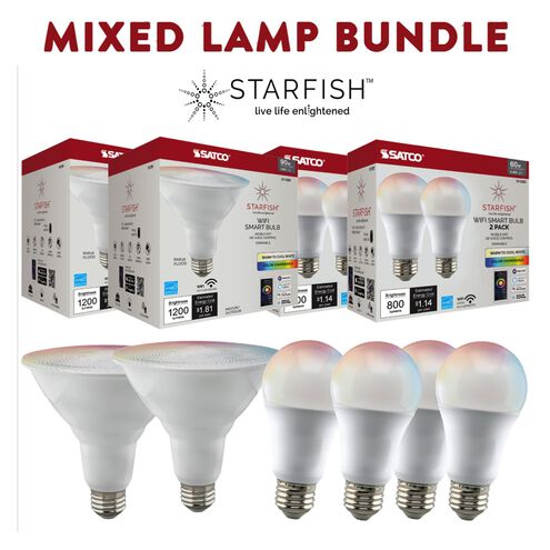 Starfish White Lighting Accessories - Bundle, Contains: (2) PAR38 Flood and (2) A19 Two Pack