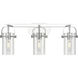 Pilaster II Cylinder 3 Light 24.88 inch Polished Chrome Bath Vanity Light Wall Light in Seedy Glass