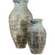 Lipari Antique White/Blue Drip Outdoor Urn, Extra Large