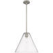 Crown Point 1 Light 12 inch Satin Nickel Pendant Ceiling Light in Seedy Glass