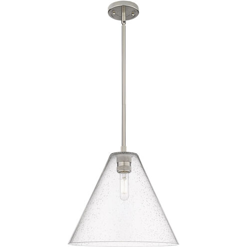 Crown Point 1 Light 12 inch Satin Nickel Pendant Ceiling Light in Seedy Glass