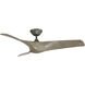 Zephyr 52 inch Graphite Weathered Wood with Weathered Wood Blades Downrod Ceiling Fan in 3500K, 52in.