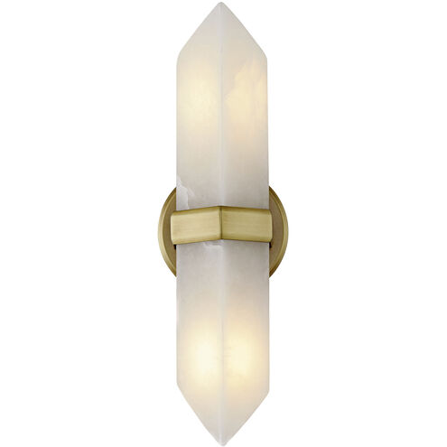 Valencia 2 Light 3.63 inch Vintage Brass Bath Vanity Light Wall Light in Vintage Brass and Alabaster