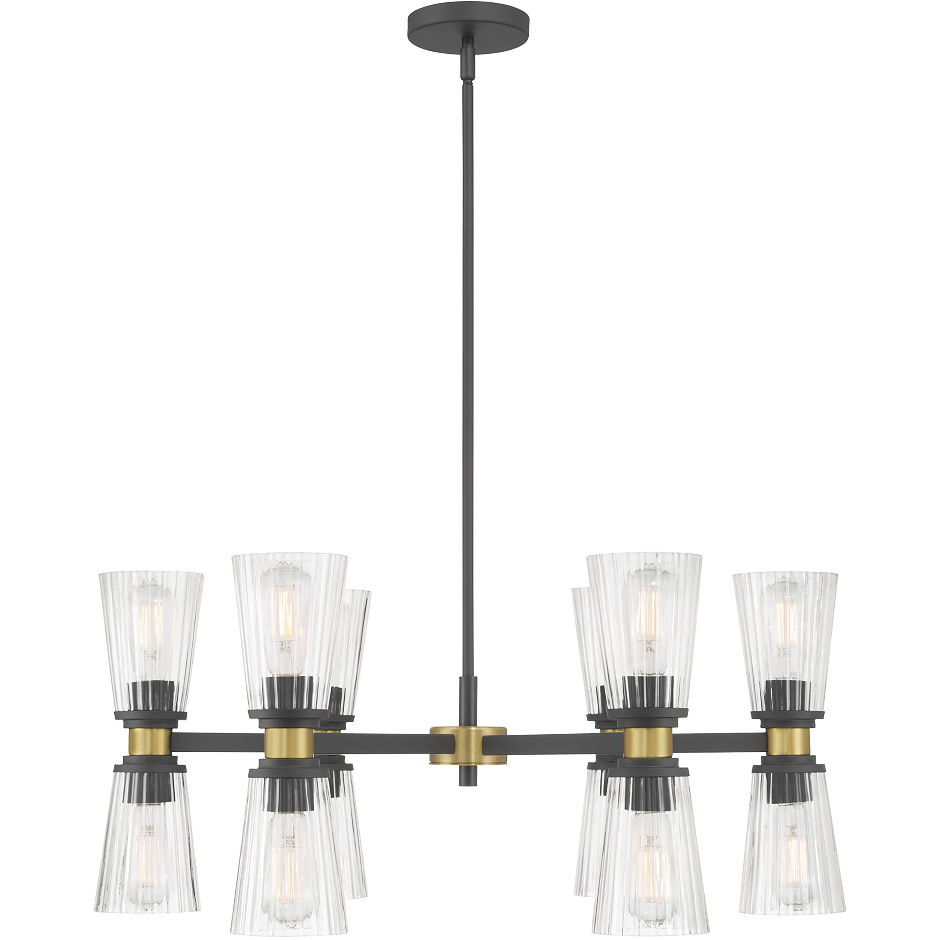 Lustria 12 Light 29.5 inch Matte Black and Vintage Brass Chandelier Ceiling Light
