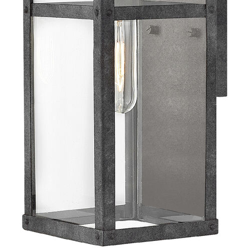 Estate Series Porter LED 13 inch Aged Zinc Outdoor Wall Mount Lantern, Open Air