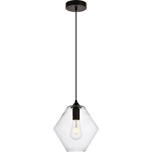 Placido 1 Light 9 inch Black and Clear Pendant Ceiling Light