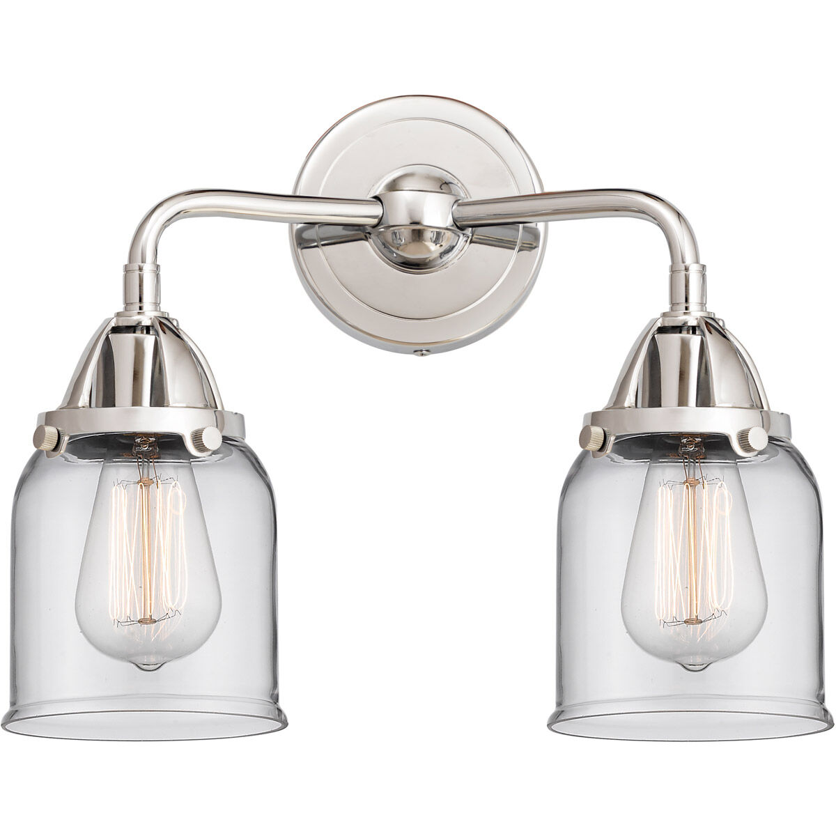 Nouveau 2 Small Bell LED 13 inch Polished Chrome Bath Vanity Light Wall Light in Clear Glass