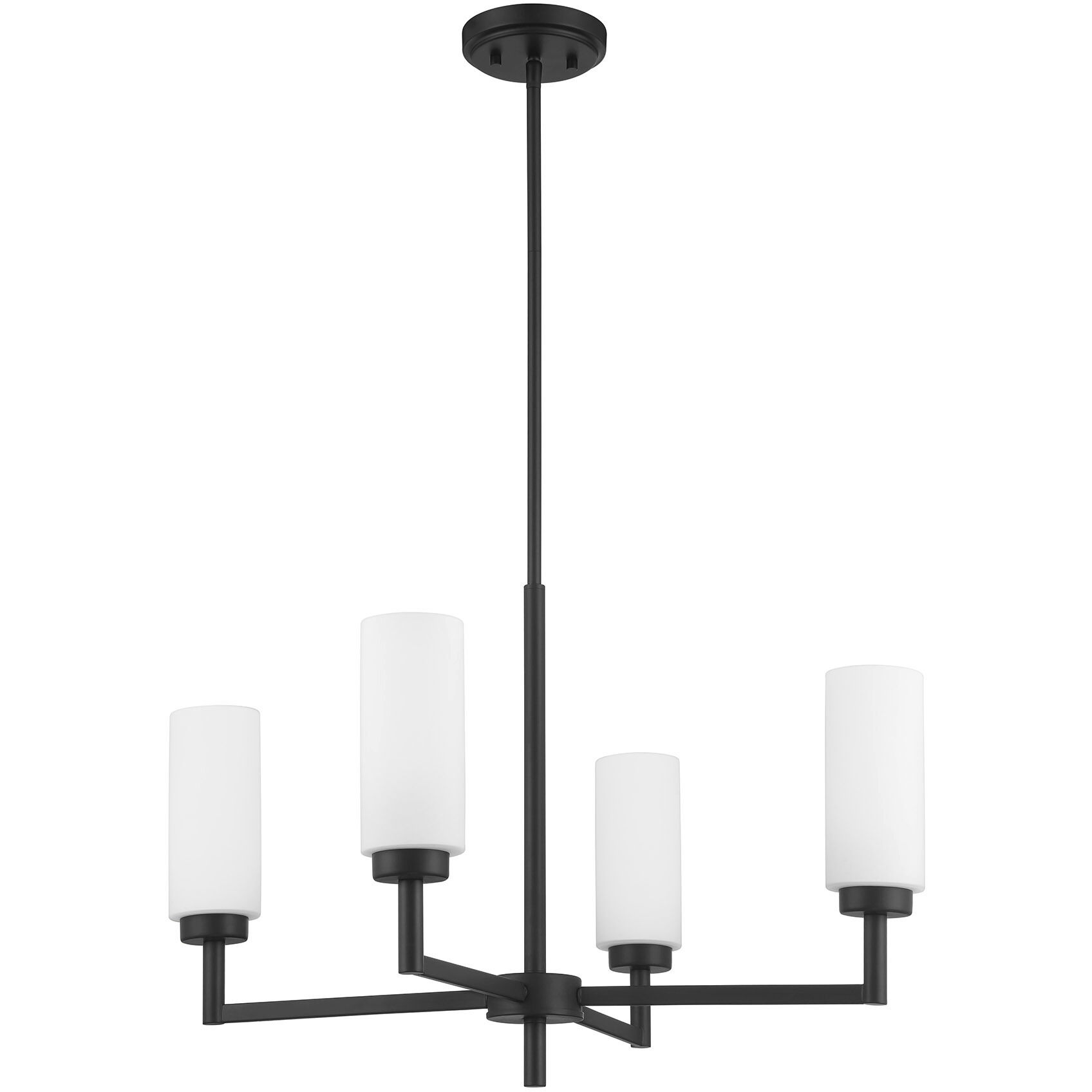Contemporary 4 Light 26 inch Matte Black Chandelier Ceiling Light