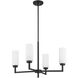 Contemporary 4 Light 26 inch Matte Black Chandelier Ceiling Light