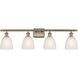 Ballston Castile 4 Light 36 inch Antique Brass Bath Vanity Light Wall Light in Incandescent, White Glass, Ballston