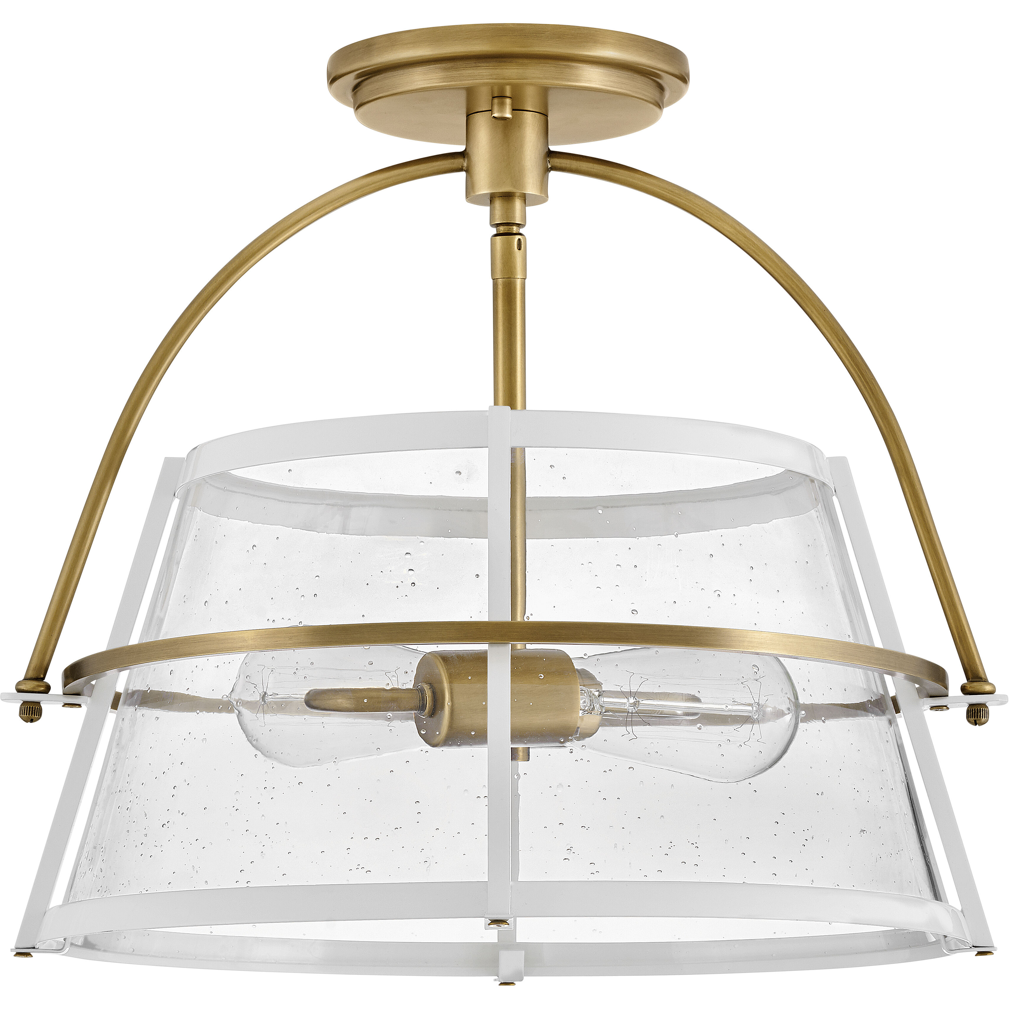 Tournon 15 inch Heritage Brass with Polished White Indoor Semi-Flush Mount Ceiling Light