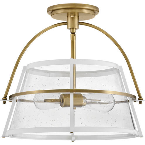Tournon 15 inch Heritage Brass with Polished White Indoor Semi-Flush Mount Ceiling Light