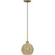 Summervine 1 Light 8 inch Antique Gold Leaf Pendant Ceiling Light, Mini Globe
