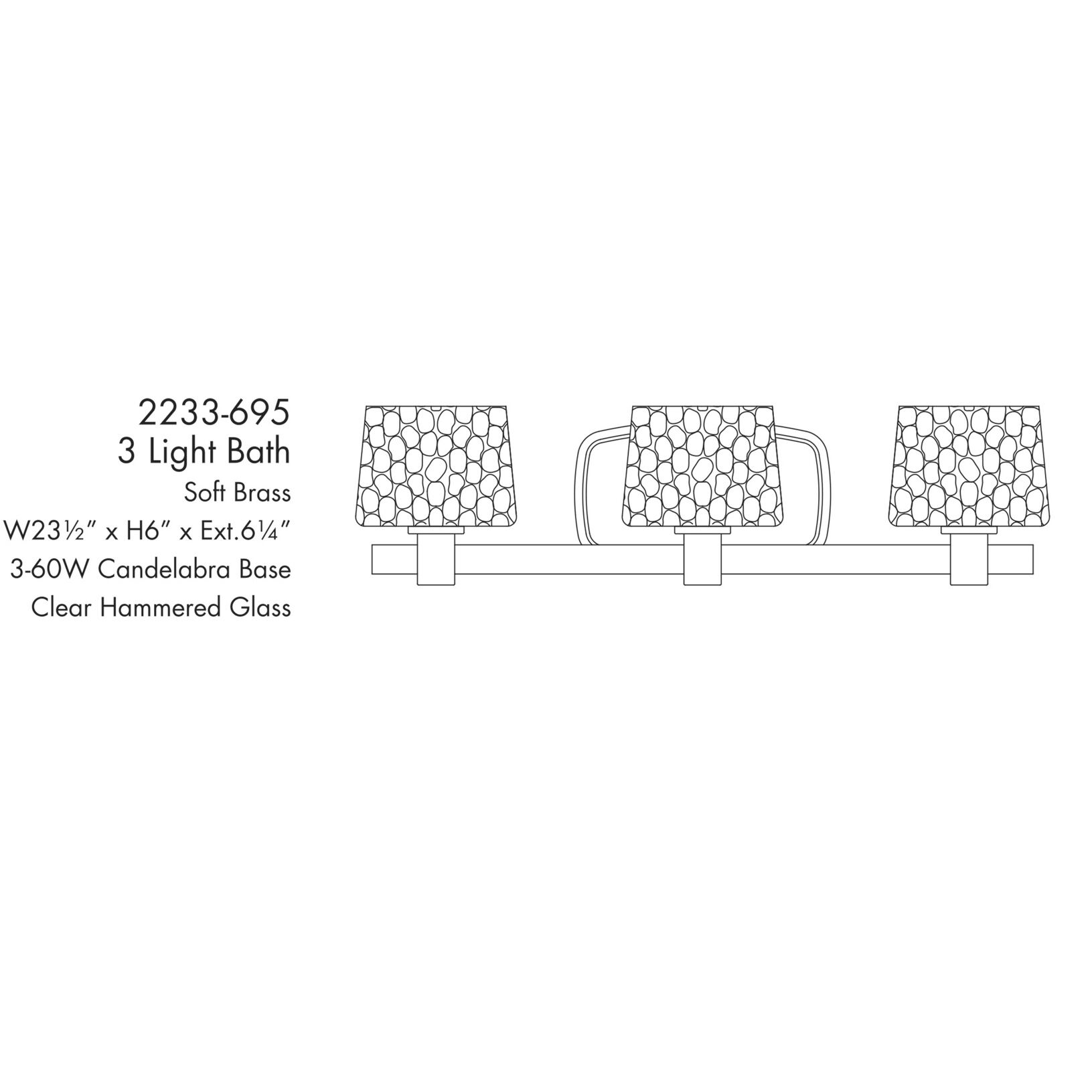 Drysdale 3 Light 23.5 inch Soft Brass Bath Vanity Wall Light