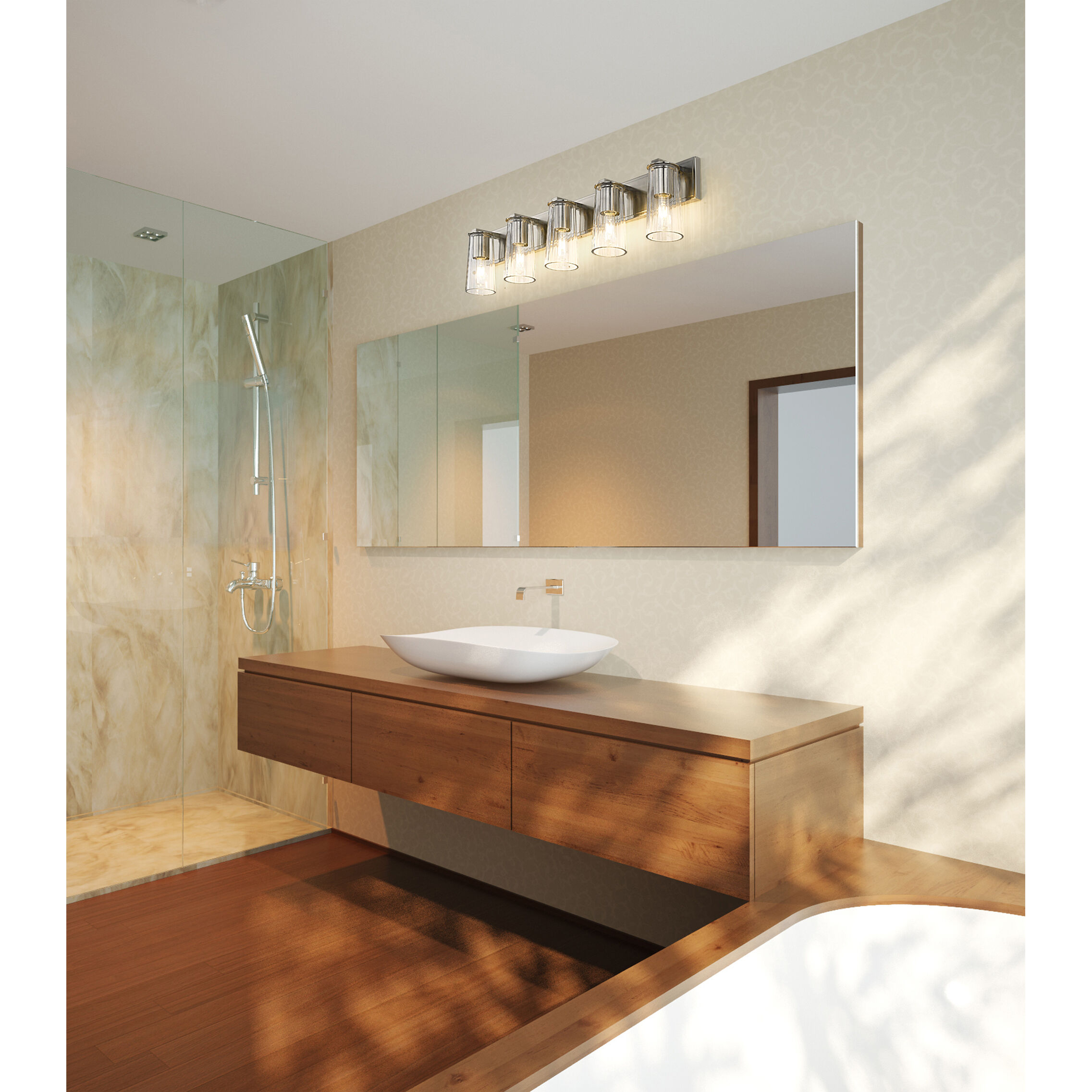 Titus 5 Light 40 inch Brushed Nickel Bath Vanity Light Wall Light