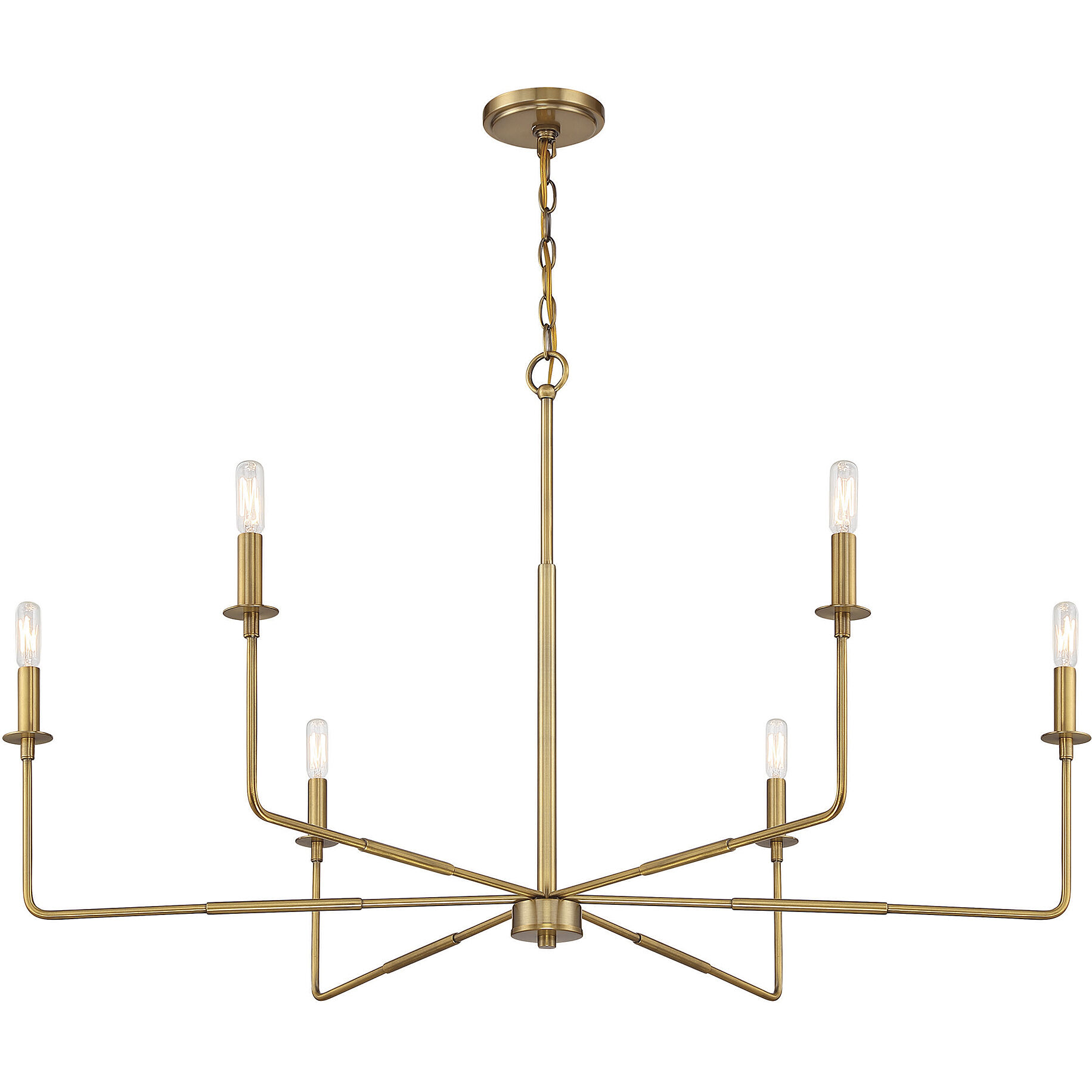 Salerno 6 Light 42 inch Warm Brass Chandelier Ceiling Light, Essentials