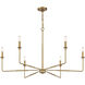 Salerno 6 Light 42 inch Warm Brass Chandelier Ceiling Light, Essentials