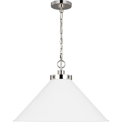 C&M by Chapman & Myers Wellfleet 1 Light 23.5 inch Matte White and Polished Nickel Pendant Ceiling Light in Matte White / Polished Nickel