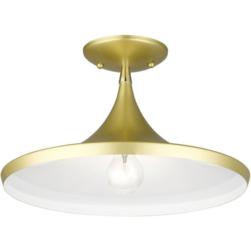 Waldorf 1 Light 14 inch Soft Gold with Polished Brass Accents Semi-Flush Ceiling Light