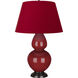 Double Gourd 31 inch 150.00 watt Ruby Red Glazed Ceramic with Deep Patina Bronze Table Lamp Portable Light in Rose Red with Ink Black