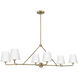 Xavier 6 Light 46 inch Vibrant Gold Linear Chandelier Ceiling Light in Vibrant Gold and White