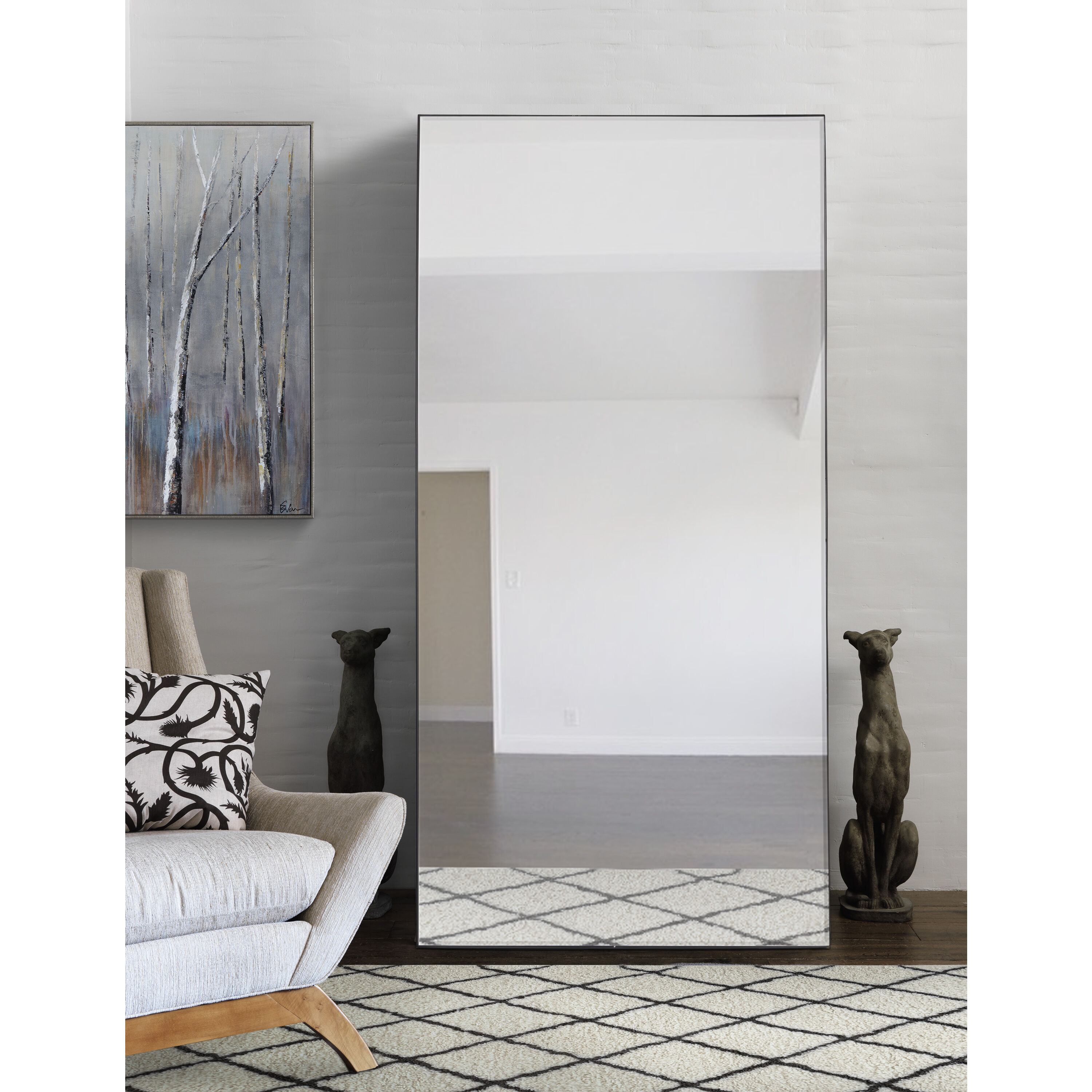 Trilo 60 X 30 inch Black Full Length Wall Mirror