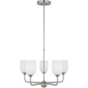Emile 5 Light 20 inch Brushed Steel Chandelier Ceiling Light